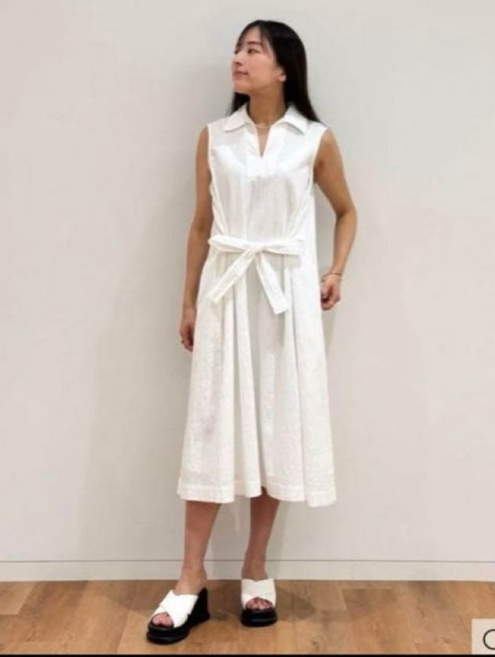 JW Anderson x Uniqlo Seersucker Belted Sleevess Dress White size Small